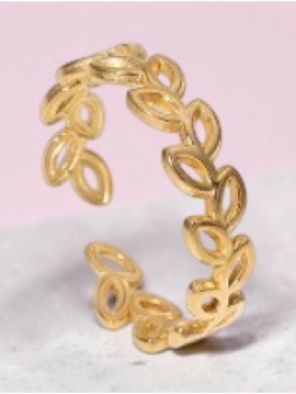 Gold plated Leaf Open Band modern Ring - Women Jewelry